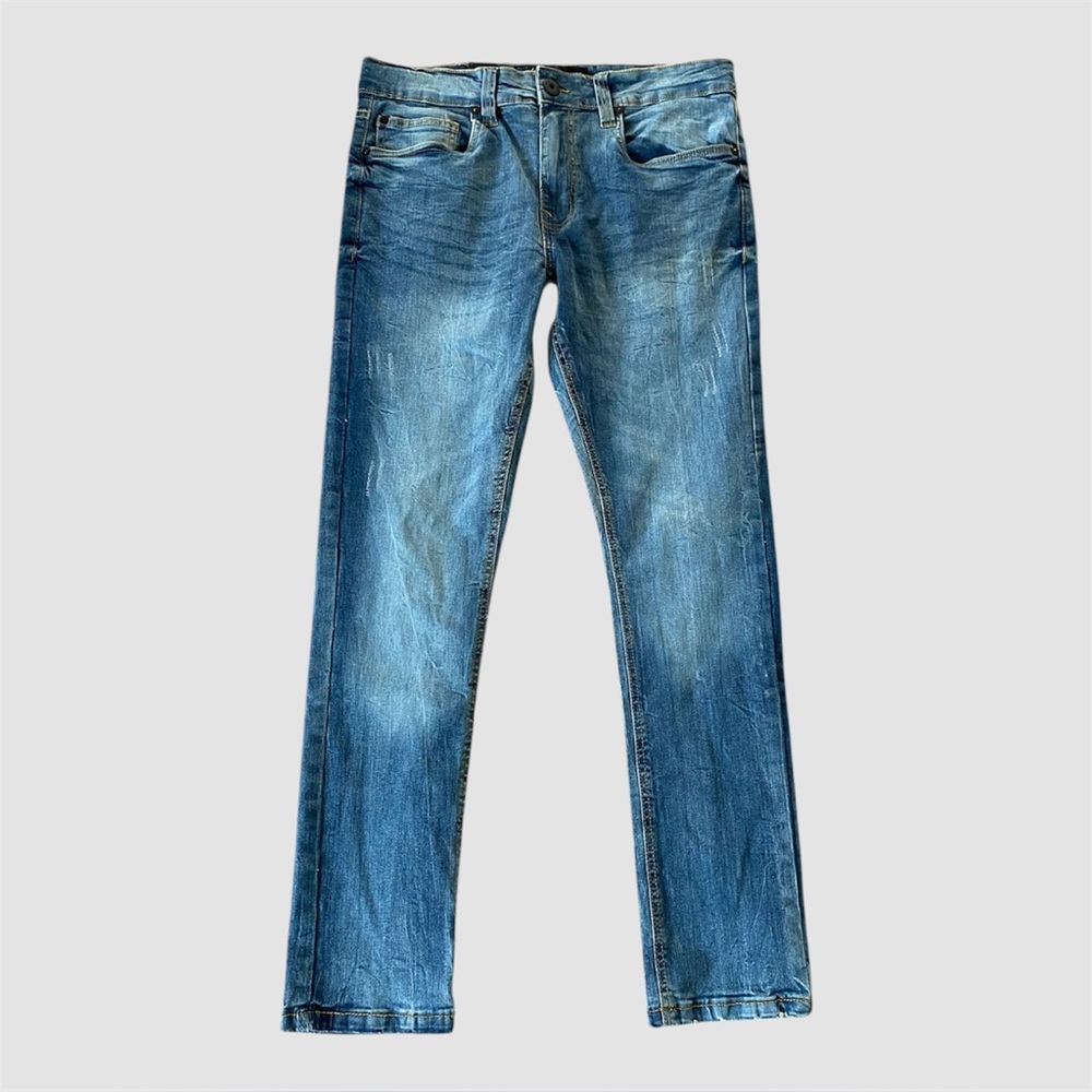 NWT Marc Ecko Men’s 32x30‎ Skinny Fit Jeans Medium Blue Cat &Sew Punk Mk8D4335